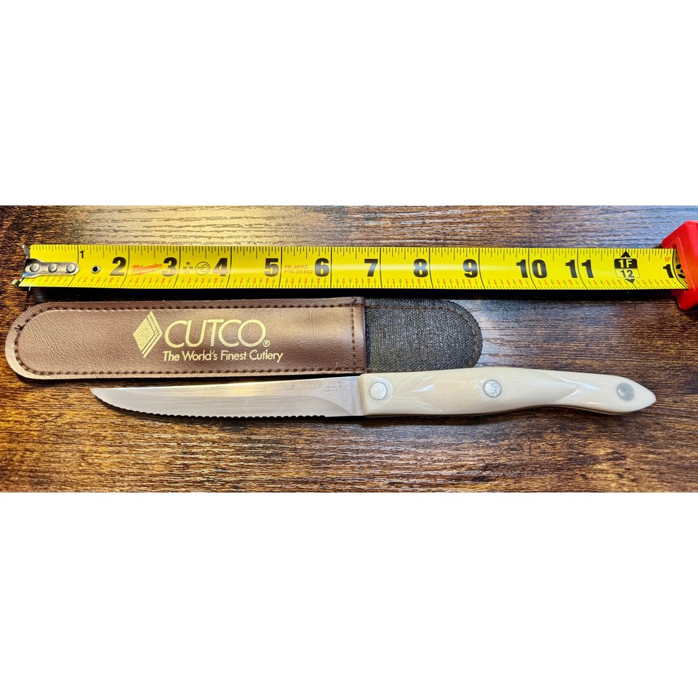 Cutco 1721 KH Trimmer Knife Serrated Double-D Edge Pearl White Handle Sheath